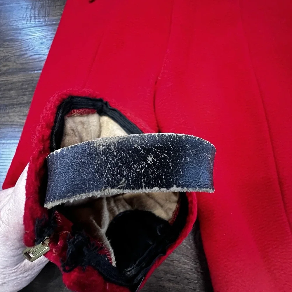 Vintage Suspender Pants Red Wool Leather Stirrups Boys Girls 2-3 Snow Riding 50s